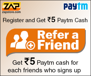 Zapstore Refer and Earn: Get Rs.5 on Signup + Rs.5 per Refer Paytm Cash-May'16