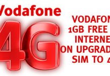 Upgrade to Vodafone 4G & Get 1 GB 4G Data Absolutely Free