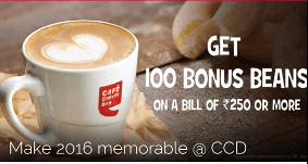 CCD App Latest Offers: Get Rs.100 Cashback on Rs.250 or More Bill