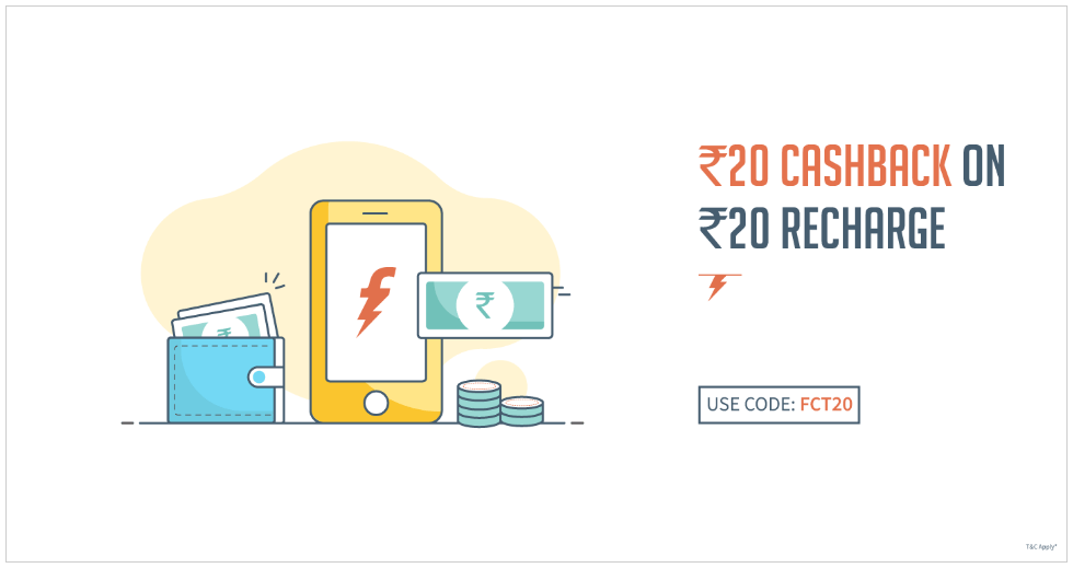 (Looto) FreeCharge FCT20: Get Rs.20 Cashback on Recharge of Rs.20 (All Users)