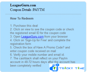 Paytm LeagueGuru Offer