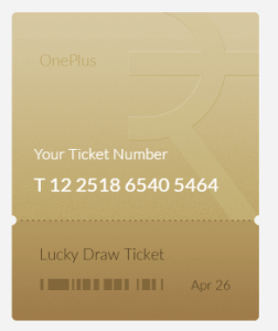 OnePlus Lucky Draw Ticket Proof