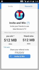 Idea Movies and TV App Free Internet Offer