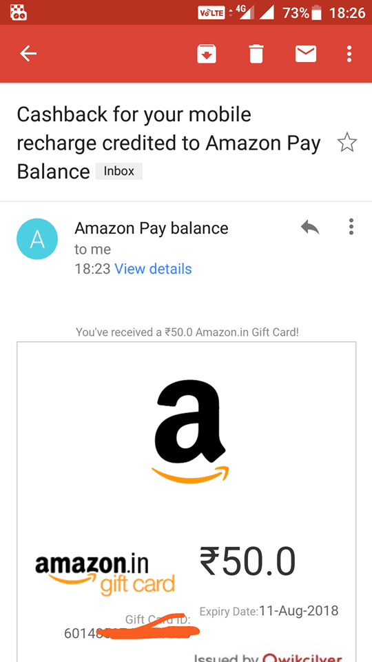 Amazon Recharge Cashback Proof
