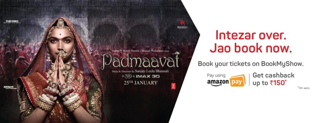Padmaavat Movie Booking Offers BMS Amazon