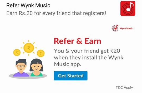 Wynk Music Refer and Earn