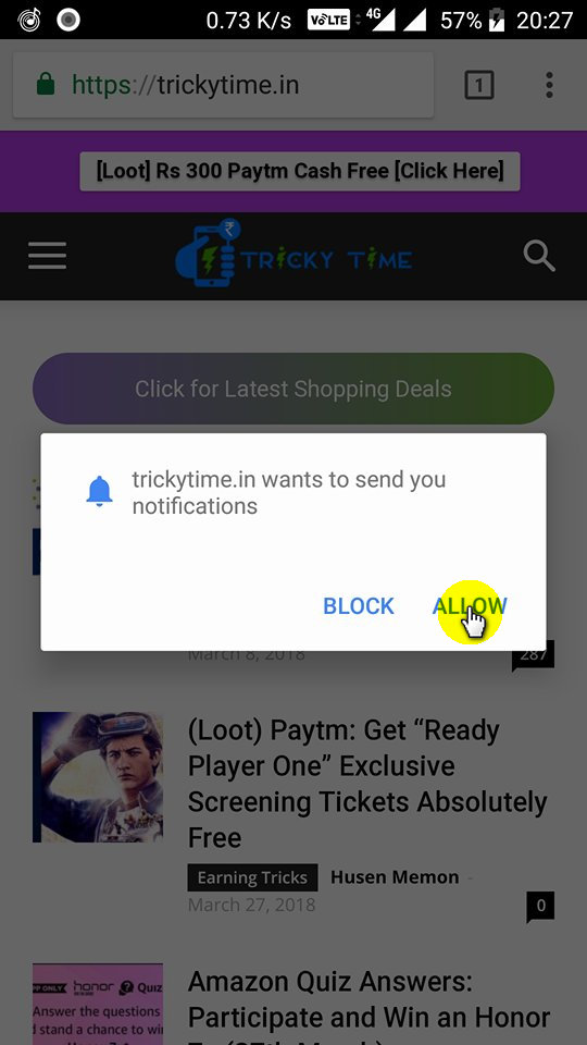 TrickyTime Push Notification Subscribe