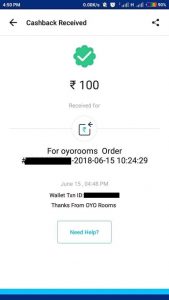 Oyo Refer and Earn Paytm Cash Proof