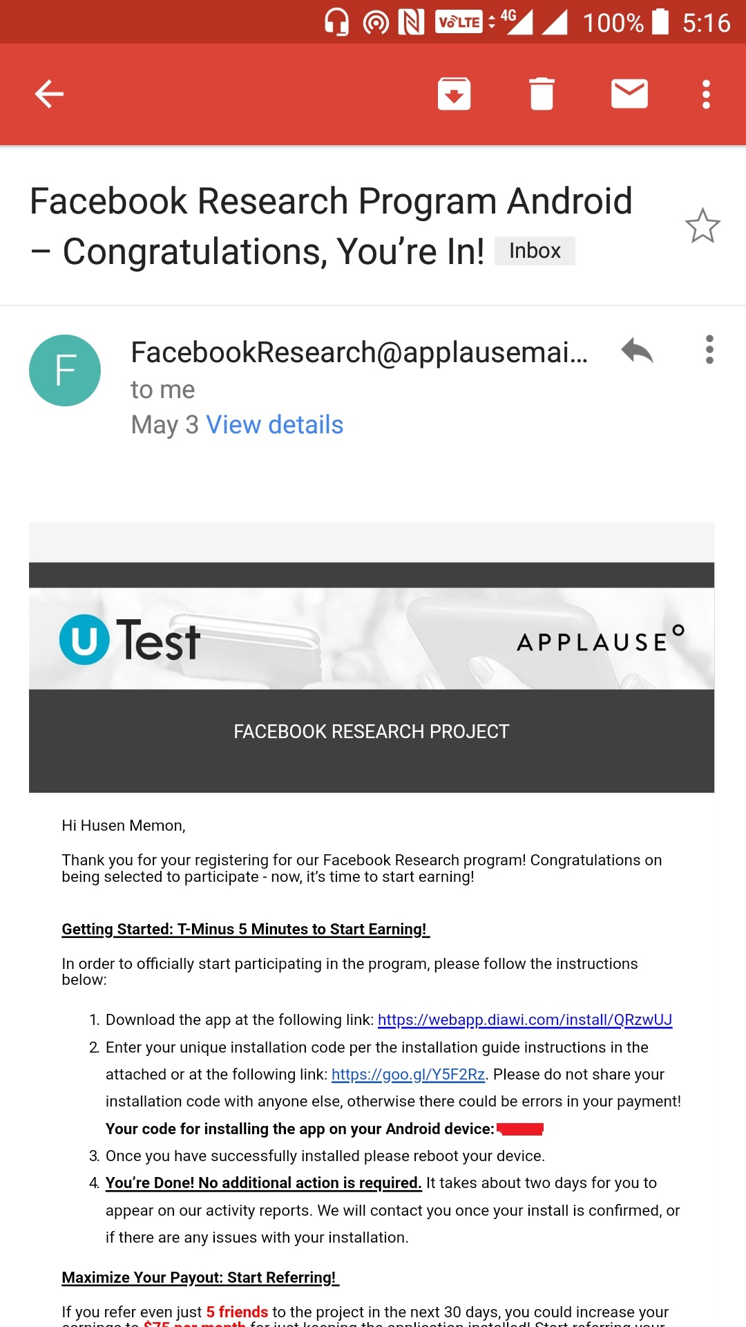 Facebook Research App Program Signup