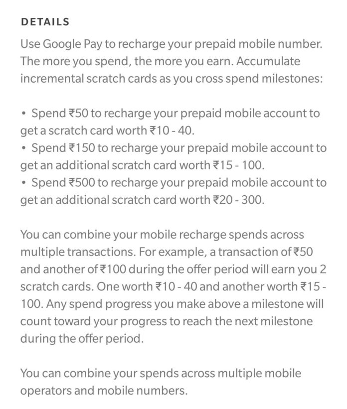 Google Pay Recharge Offers Details