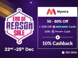 Myntra End of Reason Sale with CashKaro Cashback Offers