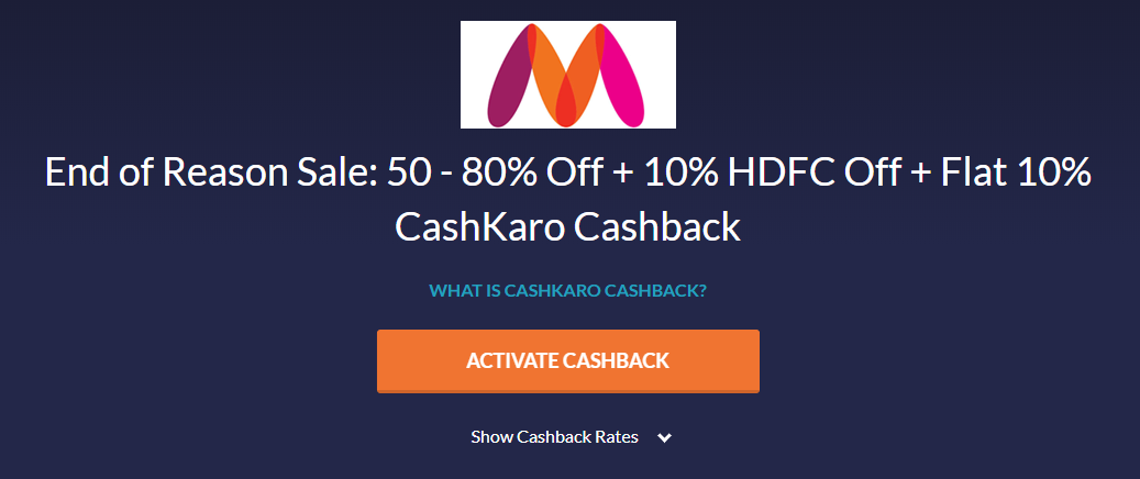CashKaro Myntra Cashback Offer